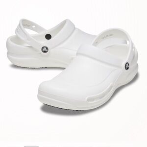 Like new White CROCS size 12 closed toe Clogs shoes sandals with Strap